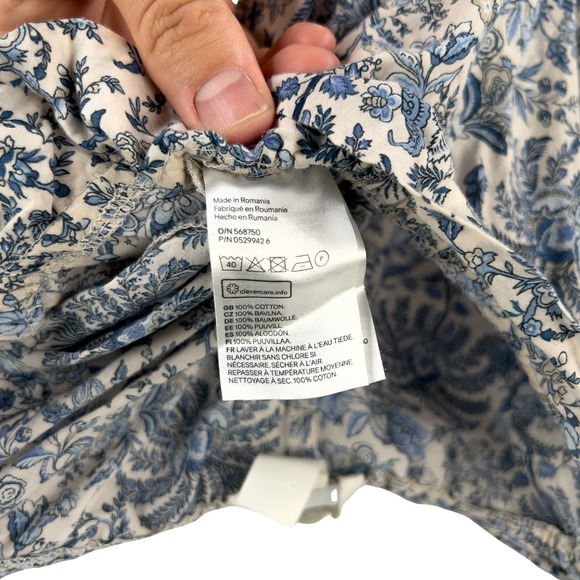 H&M Floral Botanical Whimsical Romper Ruffle Romantic Blue Ivory Size 10 - Picture 6 of 6